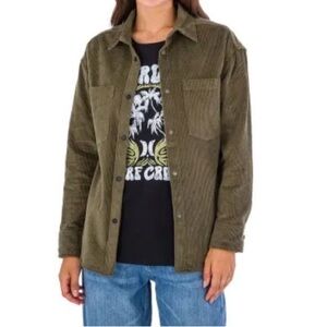 Hurley - Women's Corduroy Long Sleeve Shirt in Hunter Green - Size Medium